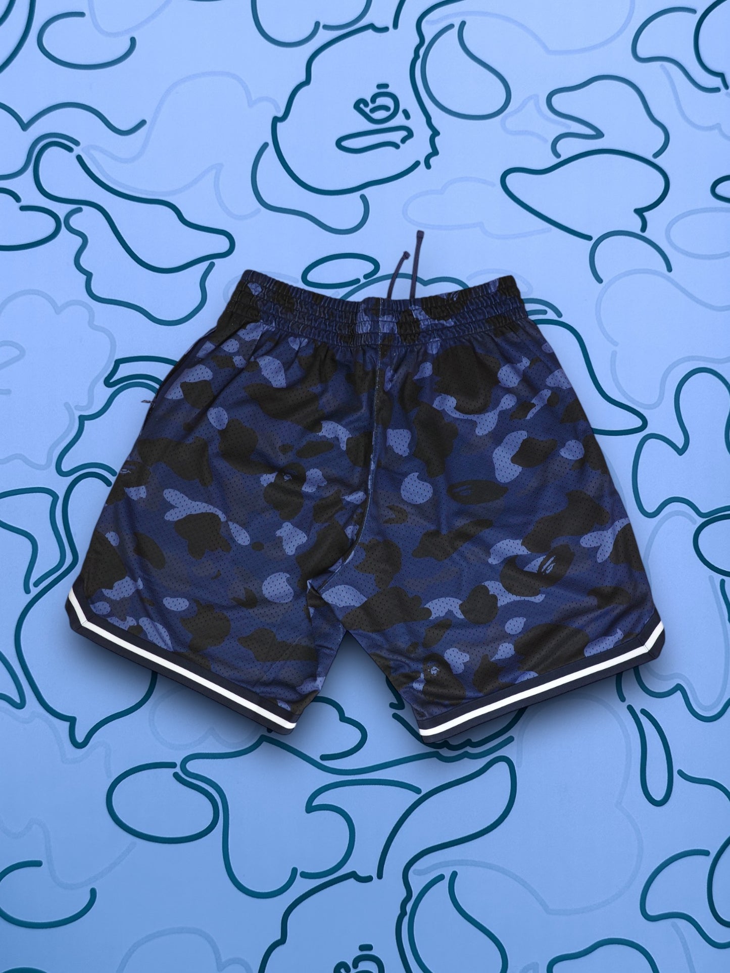 Bape Blue Camo Wide Fit Basketball Shorts