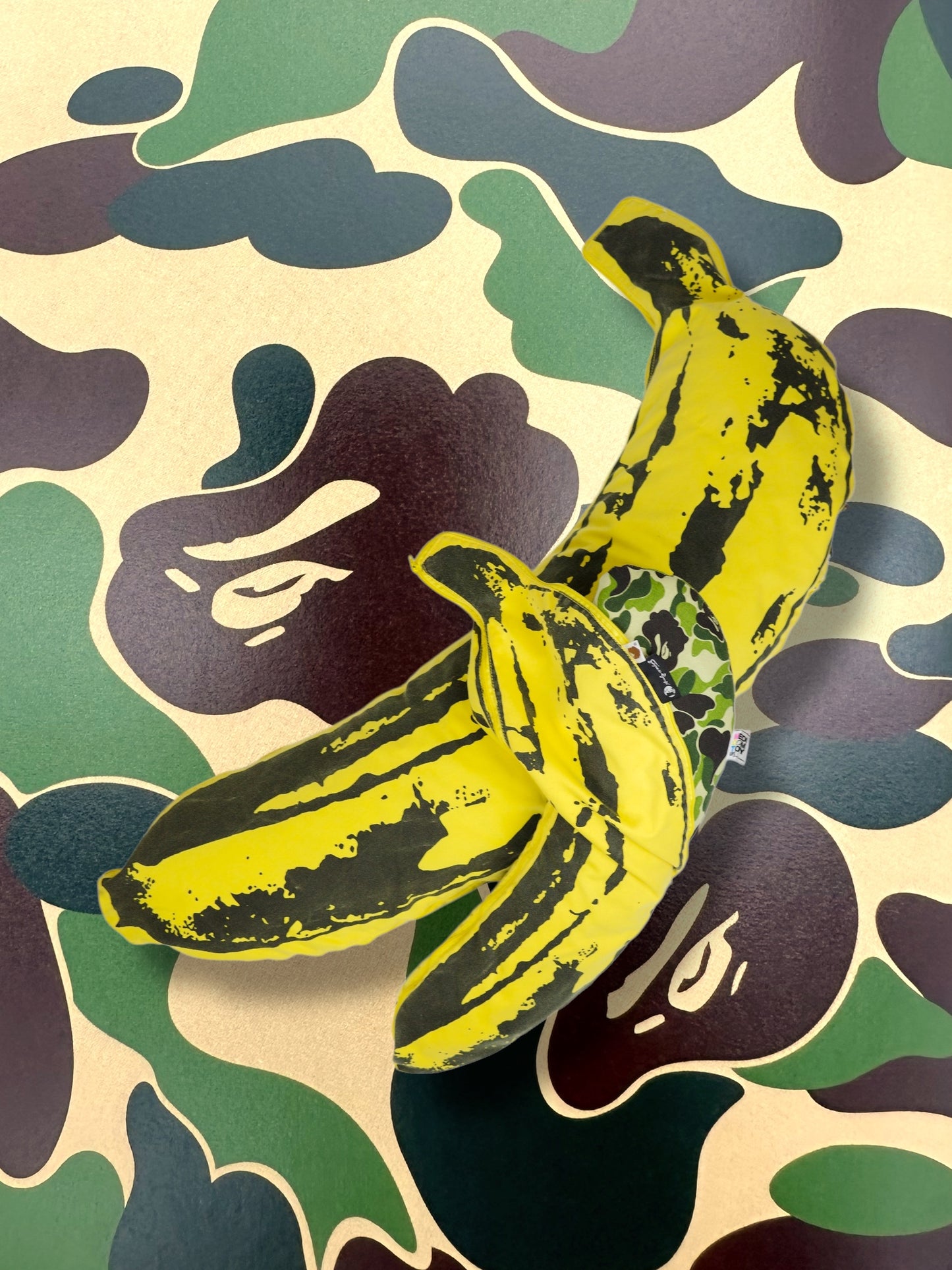 A Bathing Ape x Andy Warhol x Medicom Toy Banana ABC Camo Cushion
