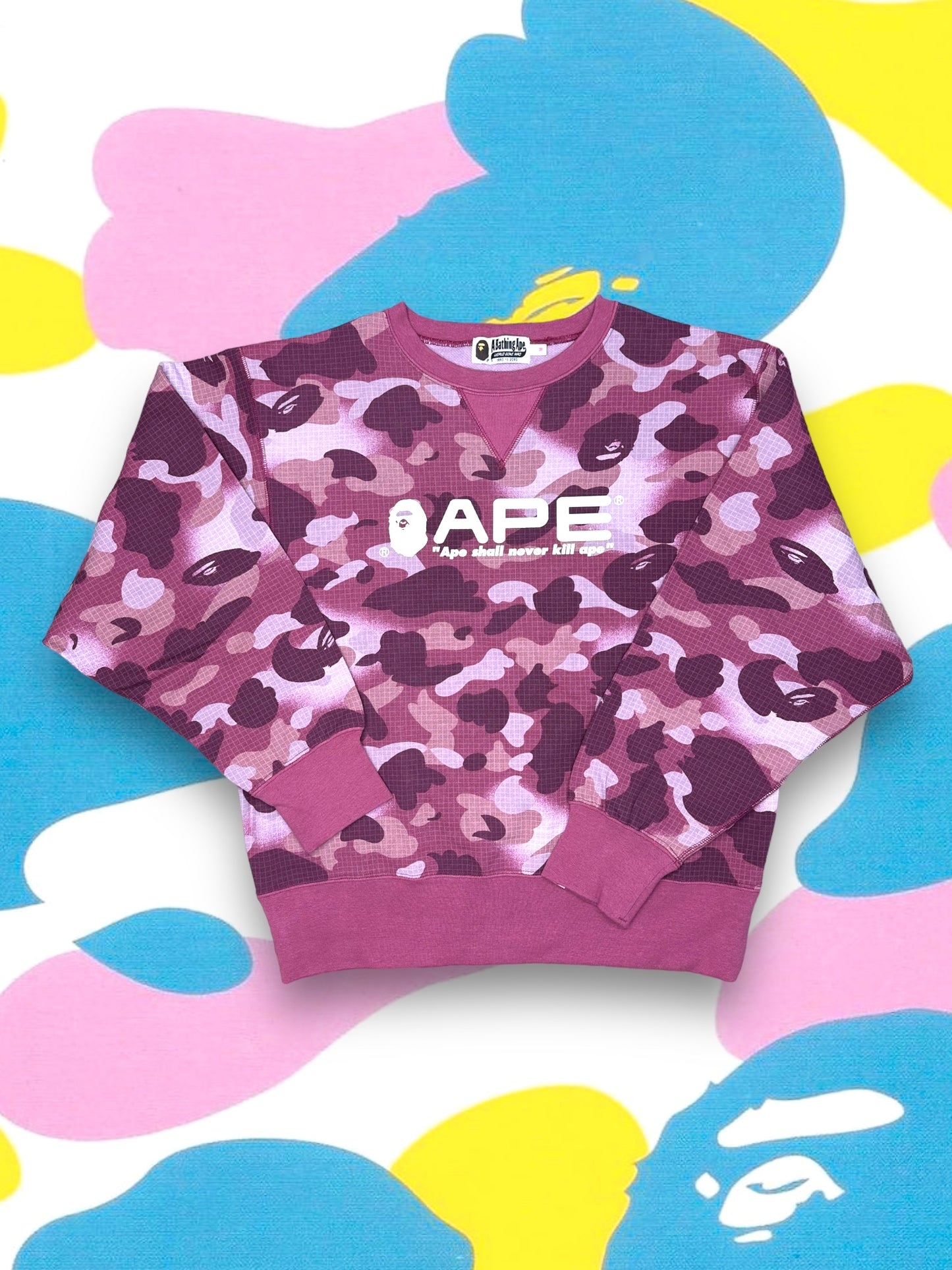 A Bathing Ape Camo Grid Crewneck