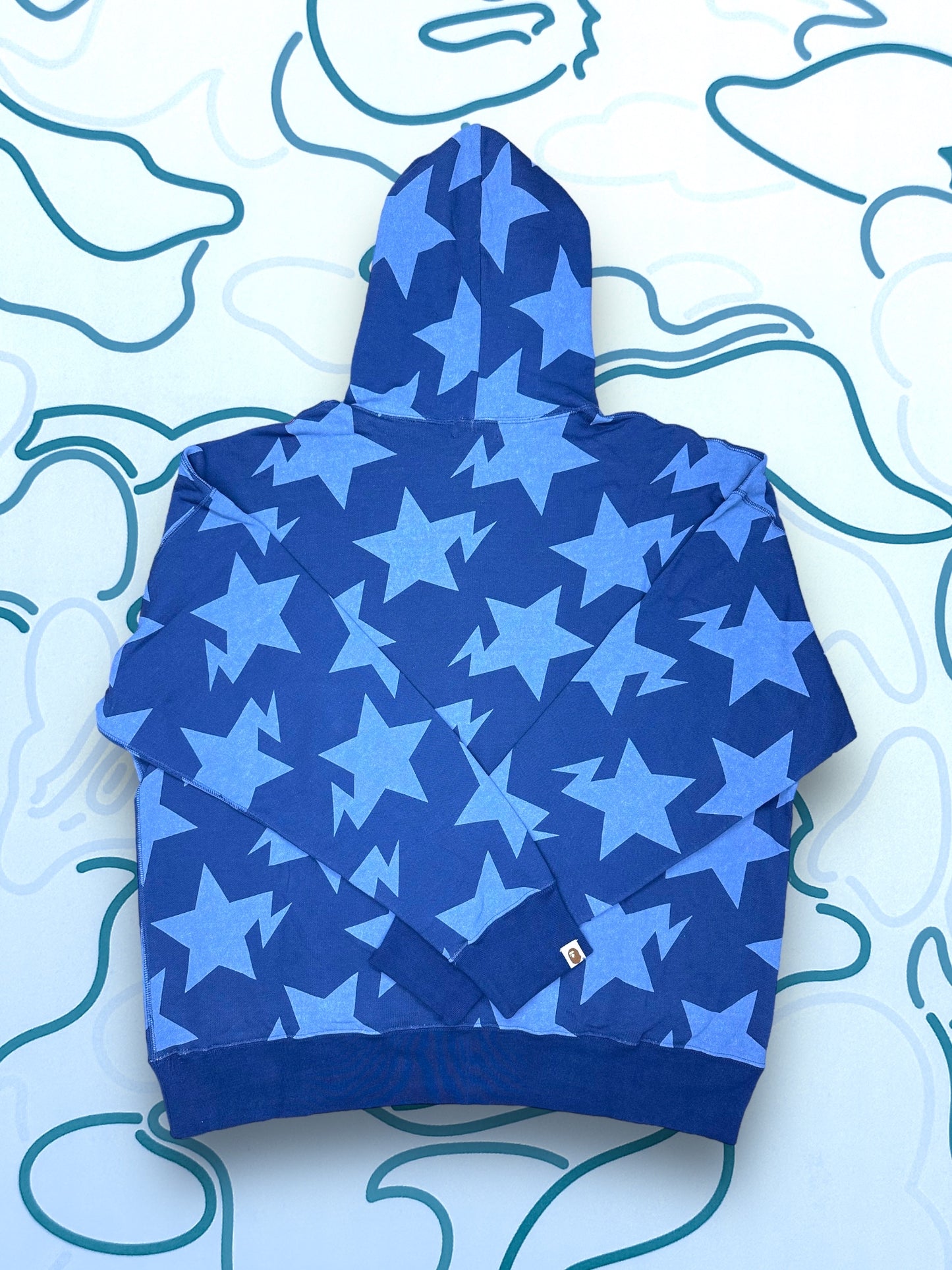 Bape STA Pattern Pullover Hoodie Blue