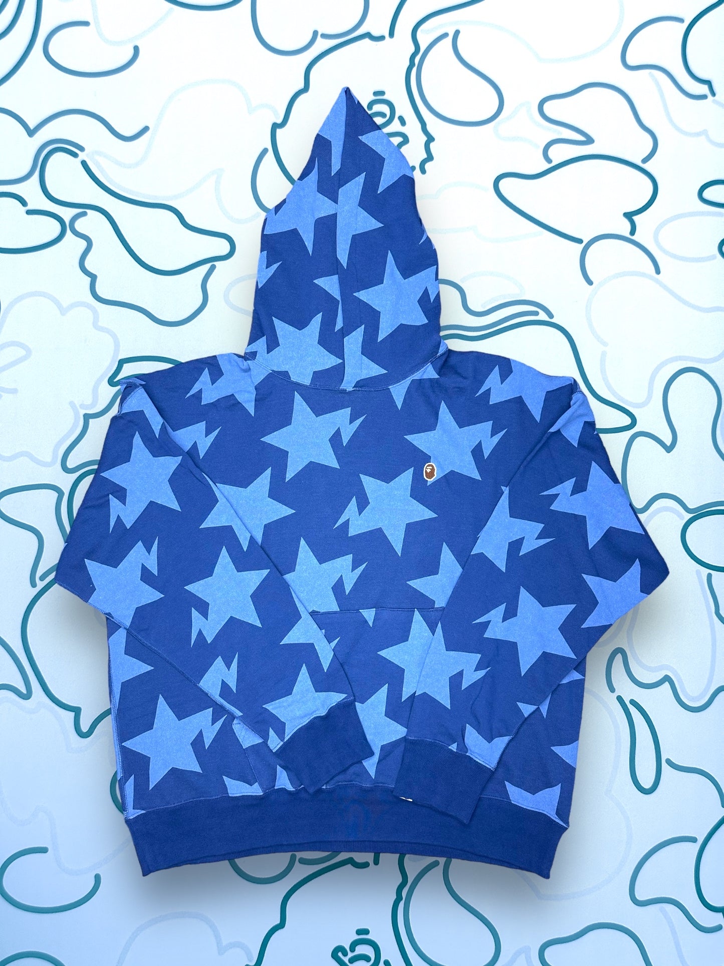 Bape STA Pattern Pullover Hoodie Blue