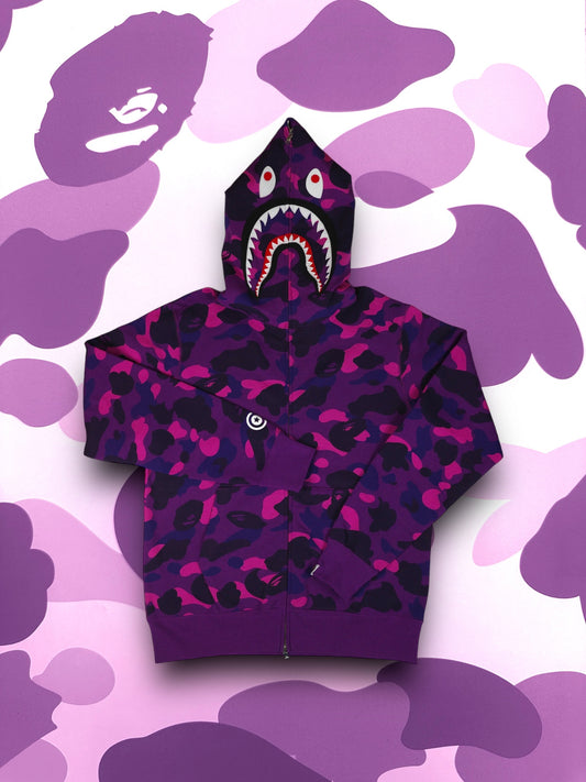 Bape Shark Hoodie Purple Camo